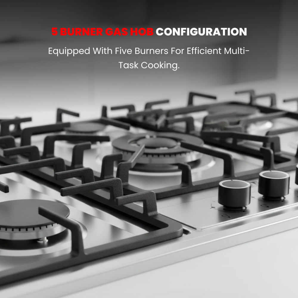OGERA 5 BURNER GAS STOVE HOB STEEL