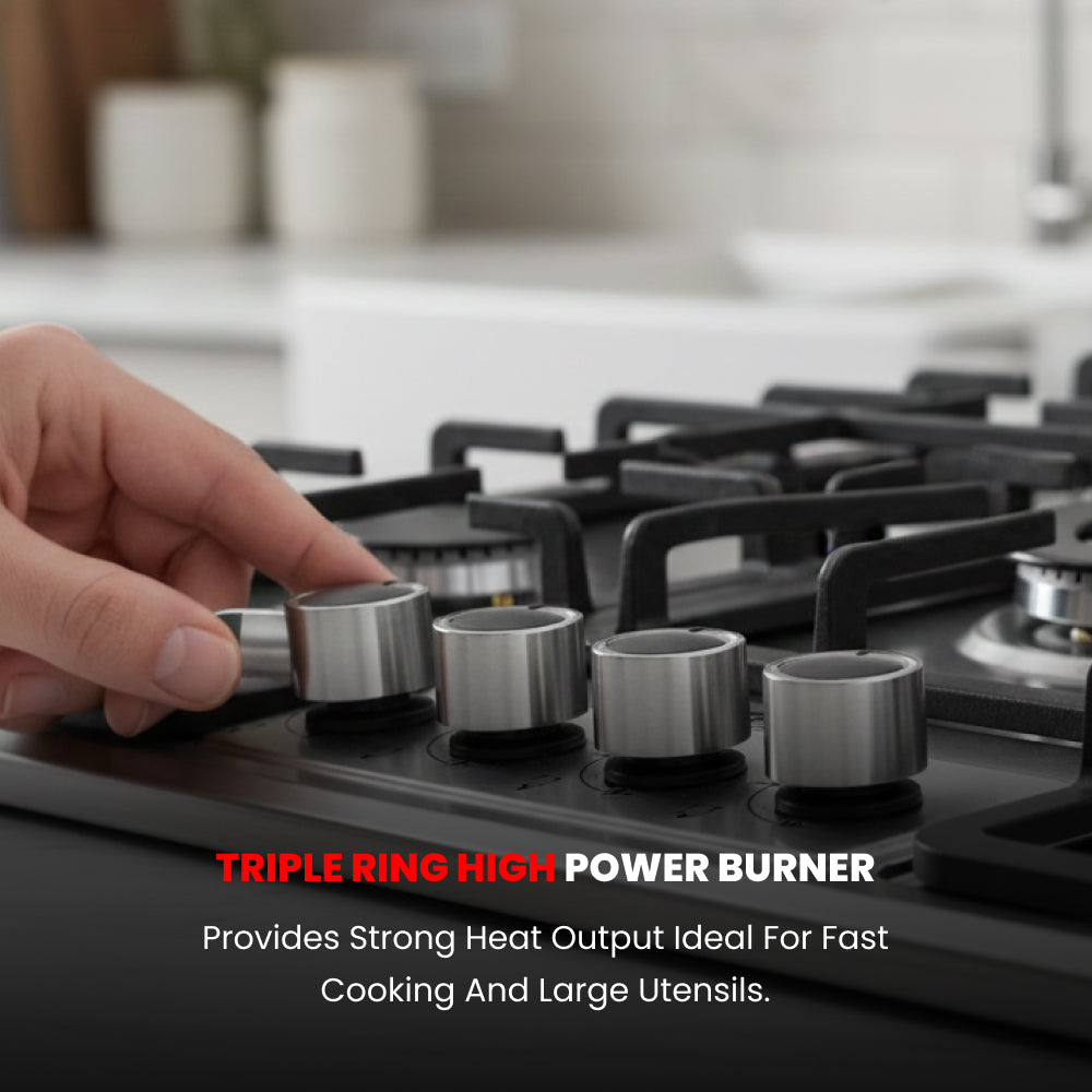 OGERA 5 BURNER GAS STOVE HOB STEEL