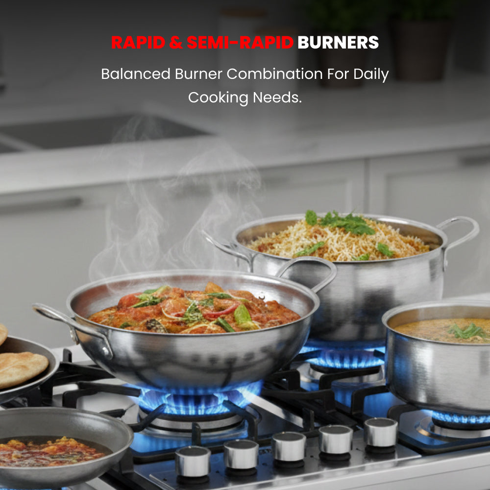 OGERA 5 BURNER GAS STOVE HOB STEEL