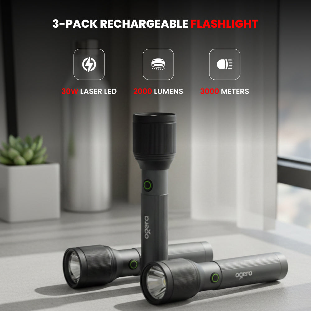 OGERA RECHARGEABLE LED FLASHLIGHT COMBO-3Sc x3 - OG1100SLC33