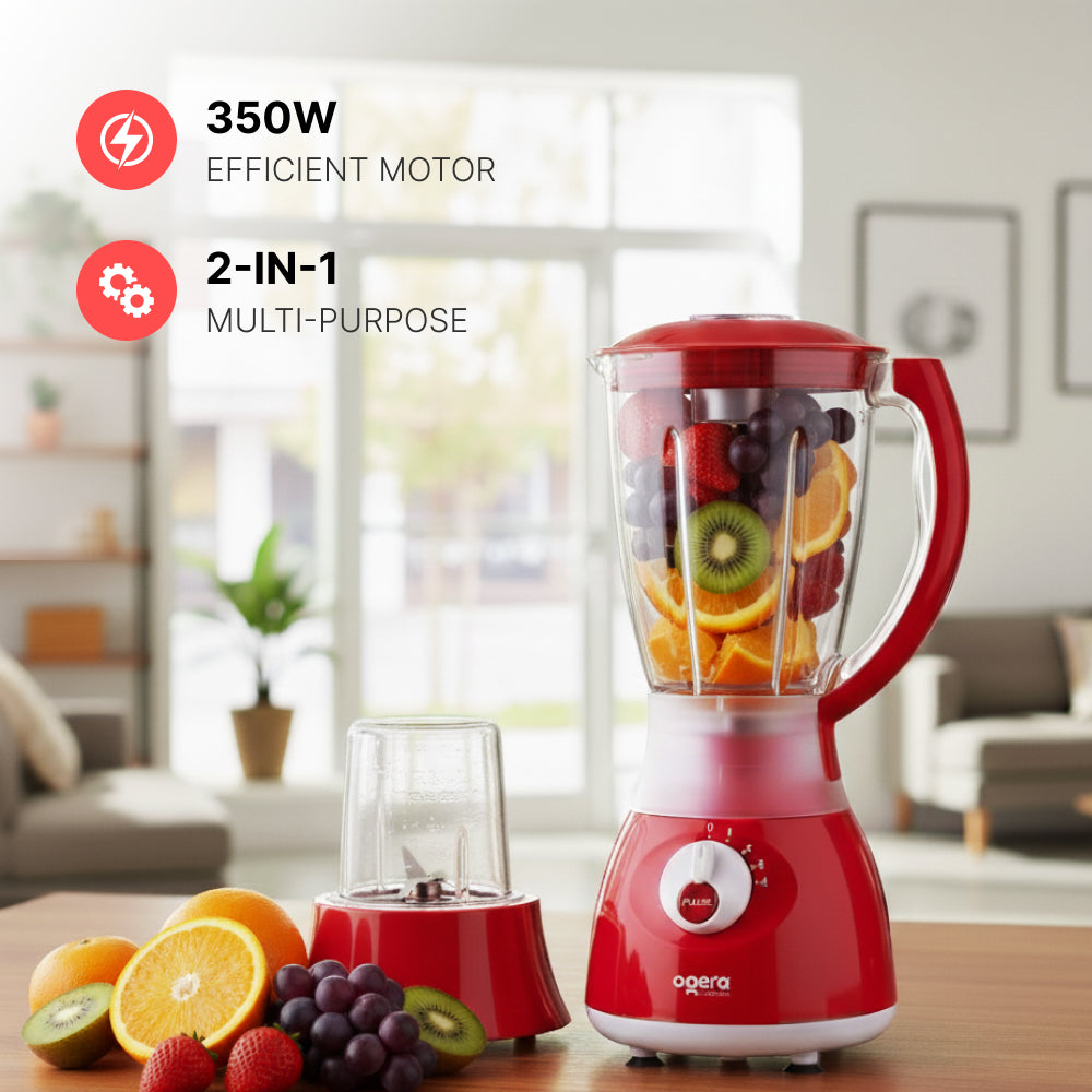 Ogera OG5103BR Electric Blender 2-in-1, 350W Compact Motor, Multi-Purpose Blender & Grinder, Stainless Steel Blades, Overload Protection, Easy to Clean
