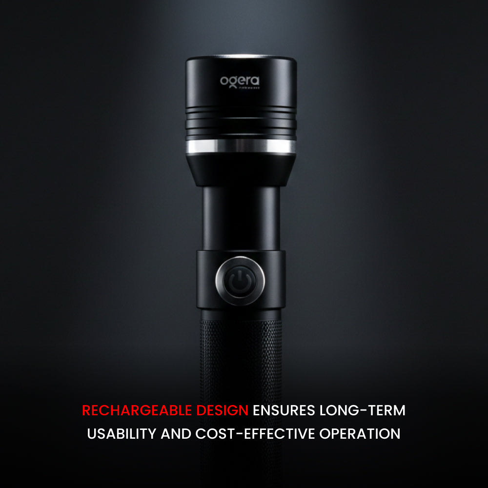 OGERA OG1004SL RECHARGEABLE LED FLASHLIGHT, 2SC Heavy-Duty Torch with Bright LED Beam, Long Battery Life, Durable & Portable Handheld Light for Home, Outdoor & Emergency Use