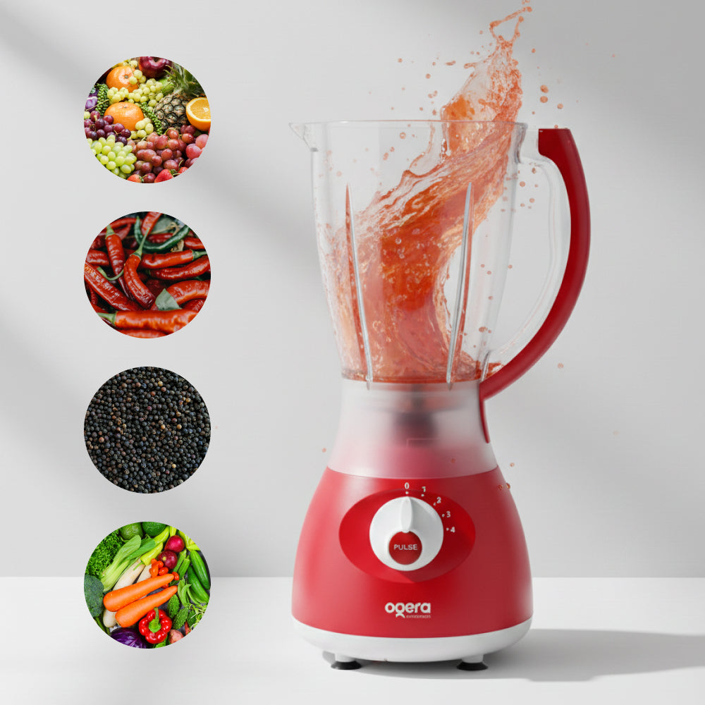 Ogera OG5103BR Electric Blender 2-in-1, 350W Compact Motor, Multi-Purpose Blender & Grinder, Stainless Steel Blades, Overload Protection, Easy to Clean