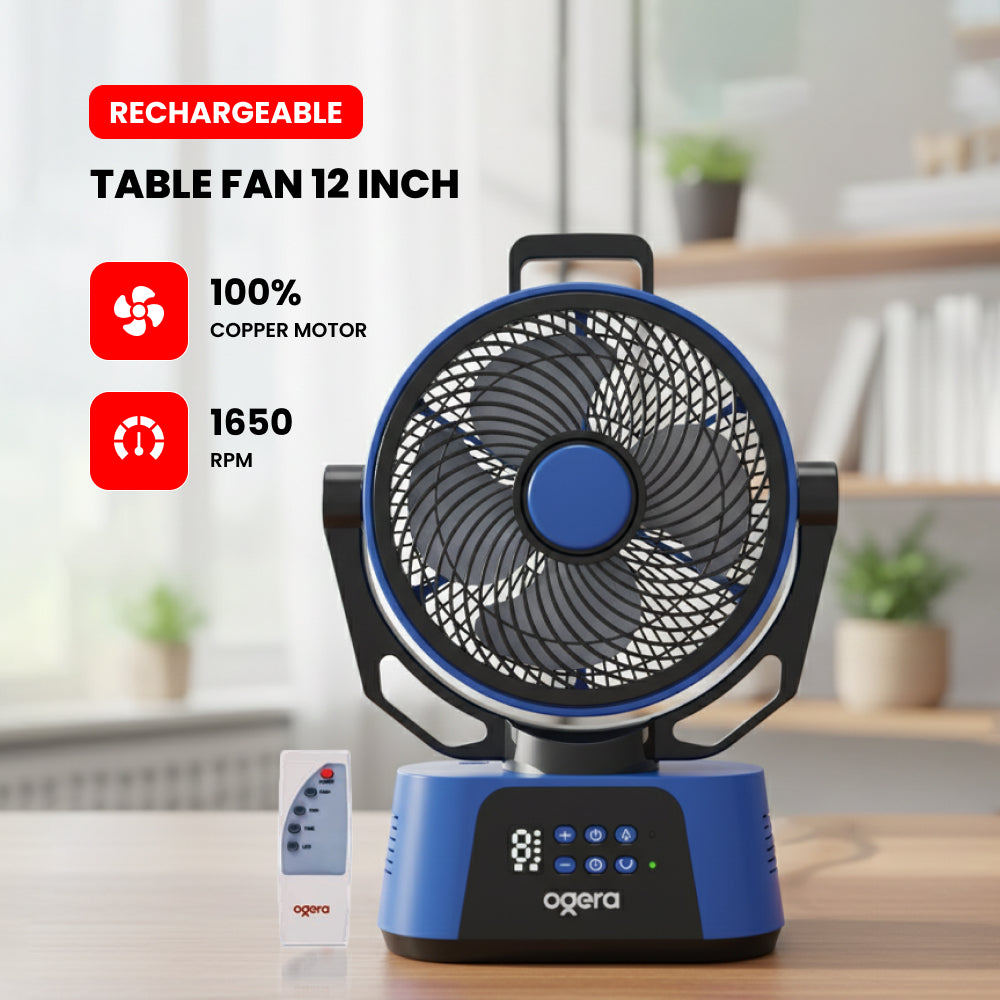 OGERA RECHARGEABLE TABLE FAN 12