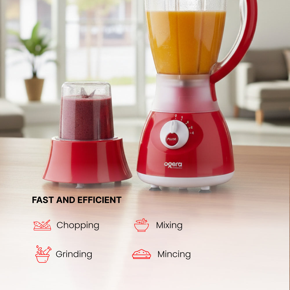 Ogera OG5103BR Electric Blender 2-in-1, 350W Compact Motor, Multi-Purpose Blender & Grinder, Stainless Steel Blades, Overload Protection, Easy to Clean