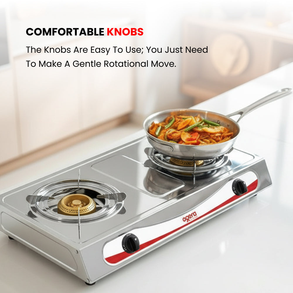 2 BURNER STAILNESS STEEL GAS STOVE