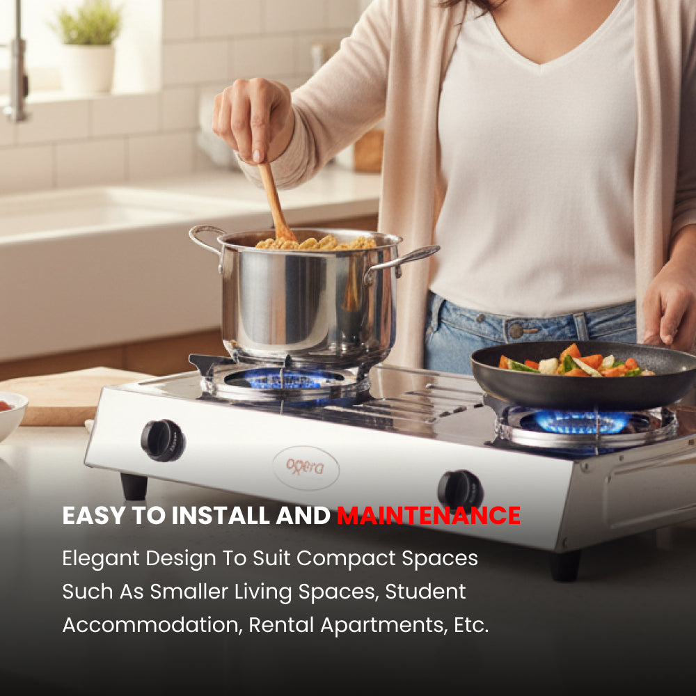 2 BURNER STAINLESS STEEL GAS STOVE