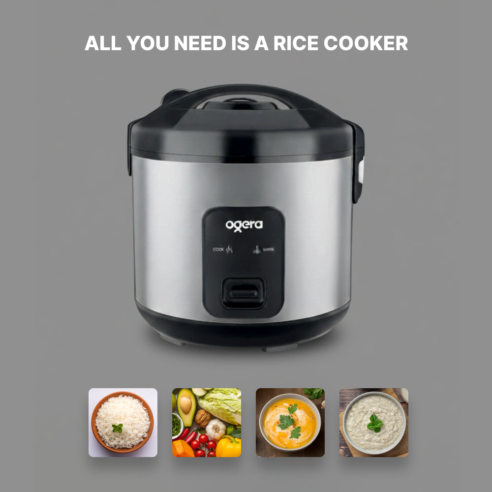 Ogera OG9503RC Rice Cooker, 1.8L Family Size Capacity, Non-Stick Inner Pot, Keep Warm Function, One-Touch Operation, Portable & Durable Multi-Purpose Cooker for Home & Office