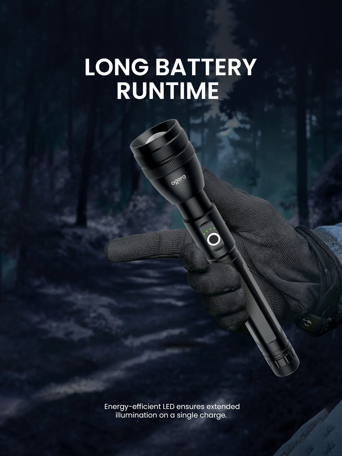 OGERA OG1001SL RECHARGEABLE LED FLASHLIGHT, 2SC Heavy-Duty Torch, High-Brightness Beam with Long Battery Life, Rugged & Portable Handheld Light for Home, Outdoor & Emergency Use