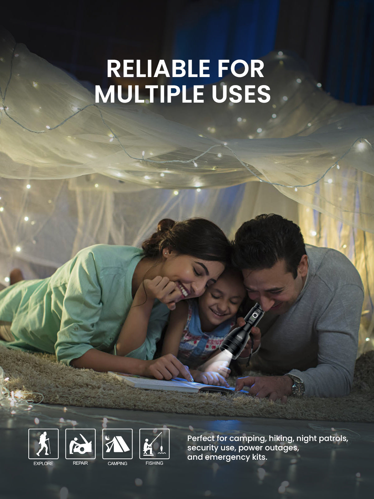 Ogera OG1001SL Rechargeable LED Flashlight, 2SC Heavy-Duty Torch, High-Brightness Beam with Long Battery Life, Rugged & Portable Handheld Light for Home, Outdoor & Emergency Use