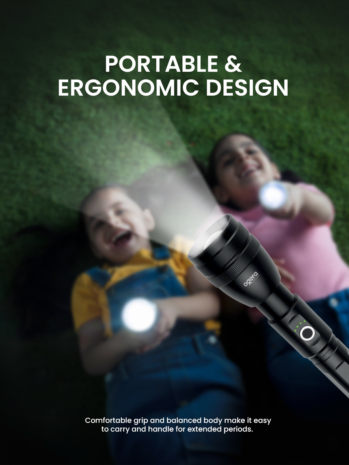OGERA OG1001SL RECHARGEABLE LED FLASHLIGHT, 2SC Heavy-Duty Torch, High-Brightness Beam with Long Battery Life, Rugged & Portable Handheld Light for Home, Outdoor & Emergency Use