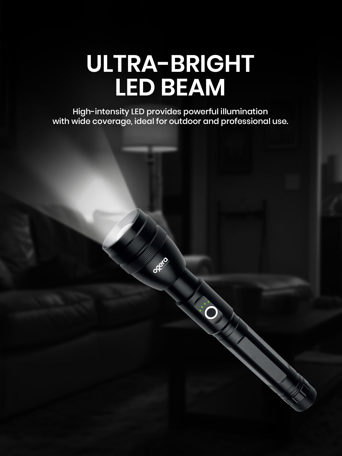 OGERA OG1002SL RECHARGEABLE LED FLASHLIGHT, 3SC Ultra-Bright Torch with Heavy-Duty Body, Long Battery Life, Durable & Portable Handheld Light for Home, Outdoor & Emergency Use