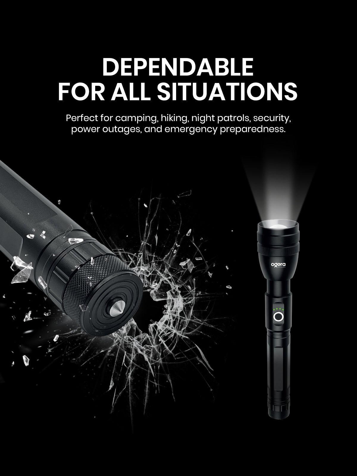 OGERA OG1002SL RECHARGEABLE LED FLASHLIGHT, 3SC Ultra-Bright Torch with Heavy-Duty Body, Long Battery Life, Durable & Portable Handheld Light for Home, Outdoor & Emergency Use