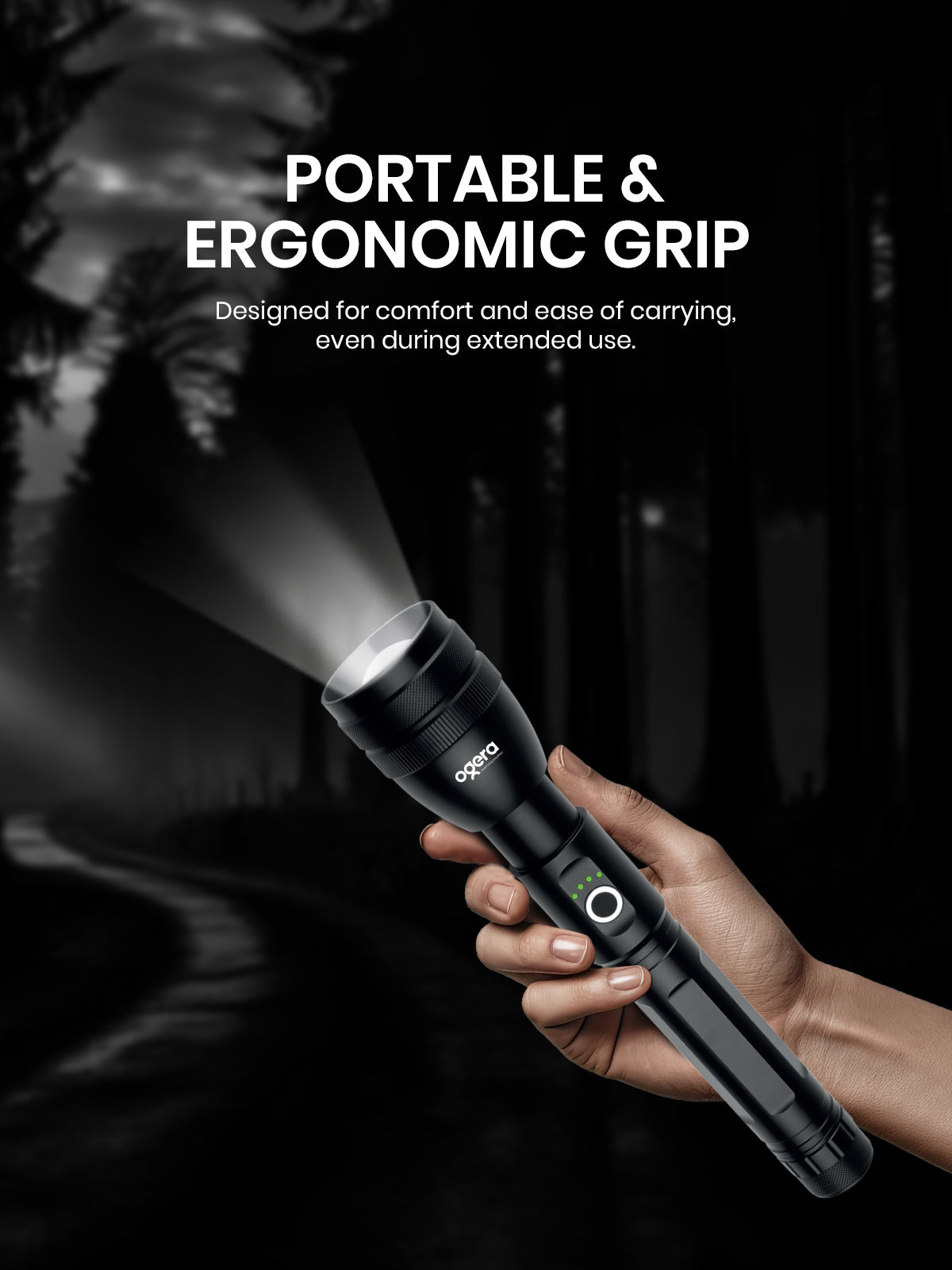 Ogera OG1002SL Rechargeable LED Flashlight, 3SC Ultra-Bright Torch with Heavy-Duty Body, Long Battery Life, Durable & Portable Handheld Light for Home, Outdoor & Emergency Use