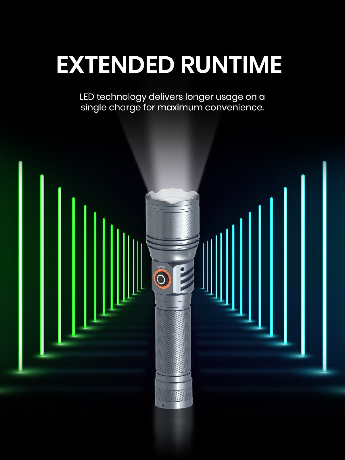 OGERA OG1006SL RECHARGEABLE LED FLASHLIGHT, 2AA Compact Torch with Bright LED Light, Long Battery Life, Durable & Portable Handheld Torch for Home, Outdoor & Emergency Use