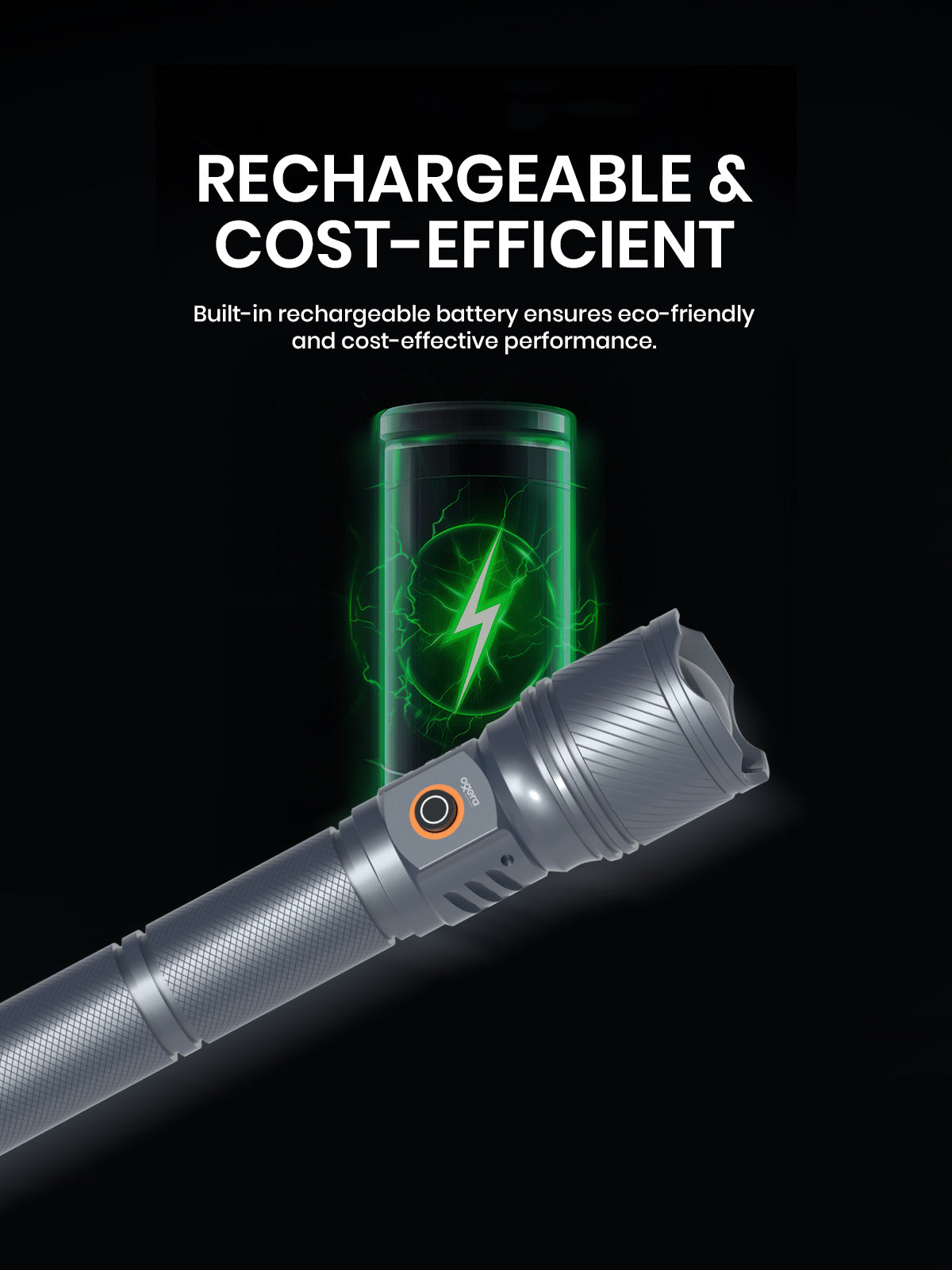 OGERA OG1008SL RECHARGEABLE LED FLASHLIGHT, 3SC Ultra-Bright Heavy-Duty Torch, Long Battery Life, Rugged & Portable Handheld Light for Home, Outdoor & Emergency Use