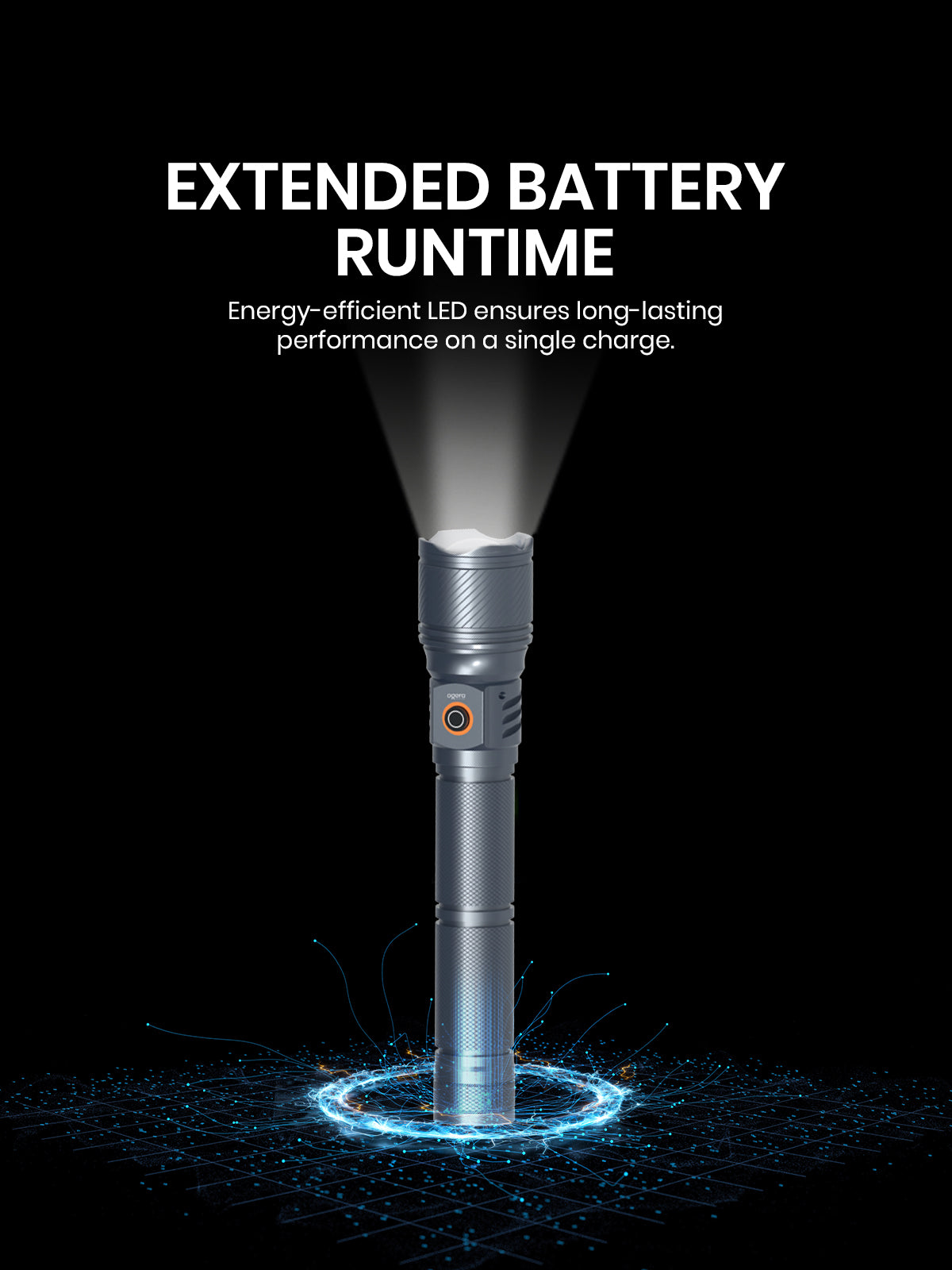 OGERA OG1008SL RECHARGEABLE LED FLASHLIGHT, 3SC Ultra-Bright Heavy-Duty Torch, Long Battery Life, Rugged & Portable Handheld Light for Home, Outdoor & Emergency Use