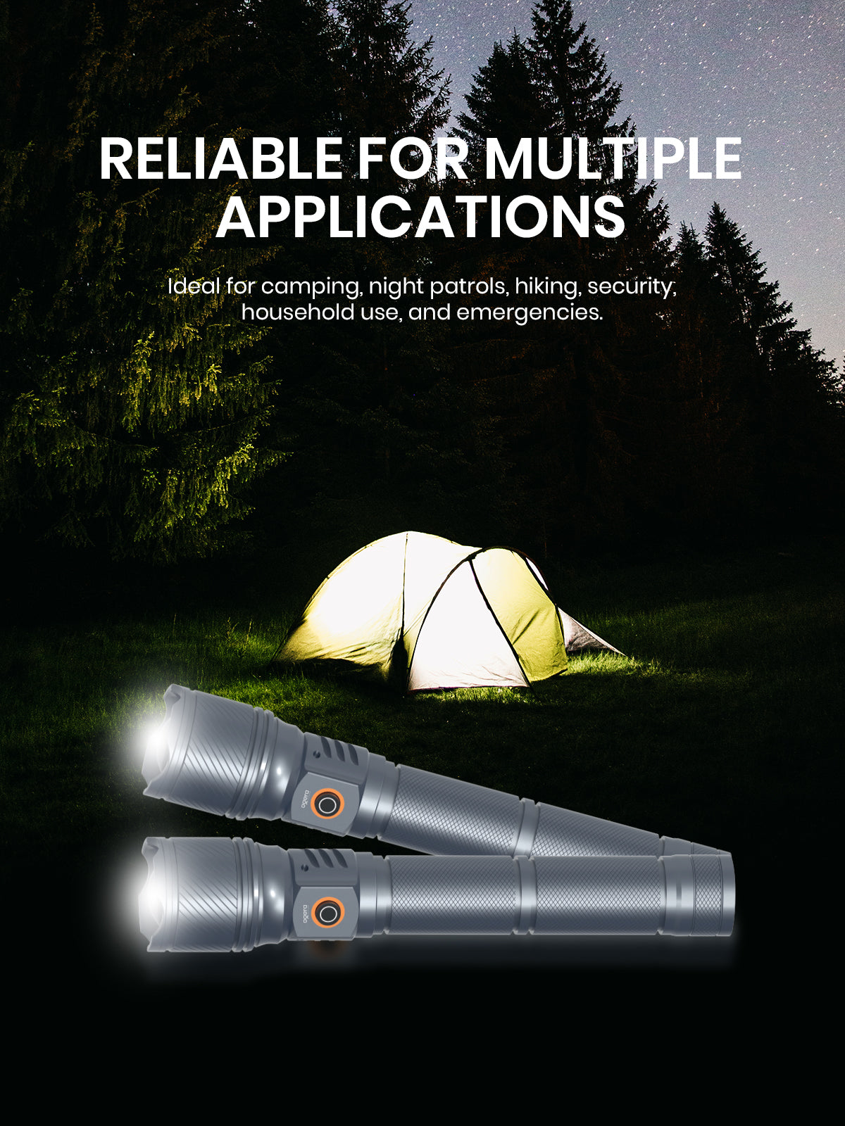 Ogera OG1008SL Rechargeable LED Flashlight, 3SC Ultra-Bright Heavy-Duty Torch, Long Battery Life, Rugged & Portable Handheld Light for Home, Outdoor & Emergency Use