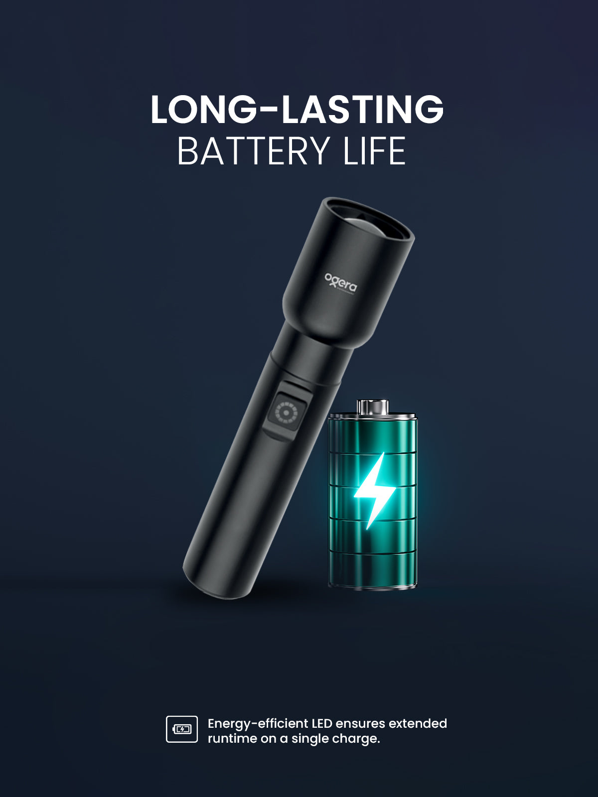 Ogera OG1011SL Rechargeable LED Flashlight, Compact 1AA Design, High-Brightness Torch with Long Battery Life, Durable & Portable Handheld Light