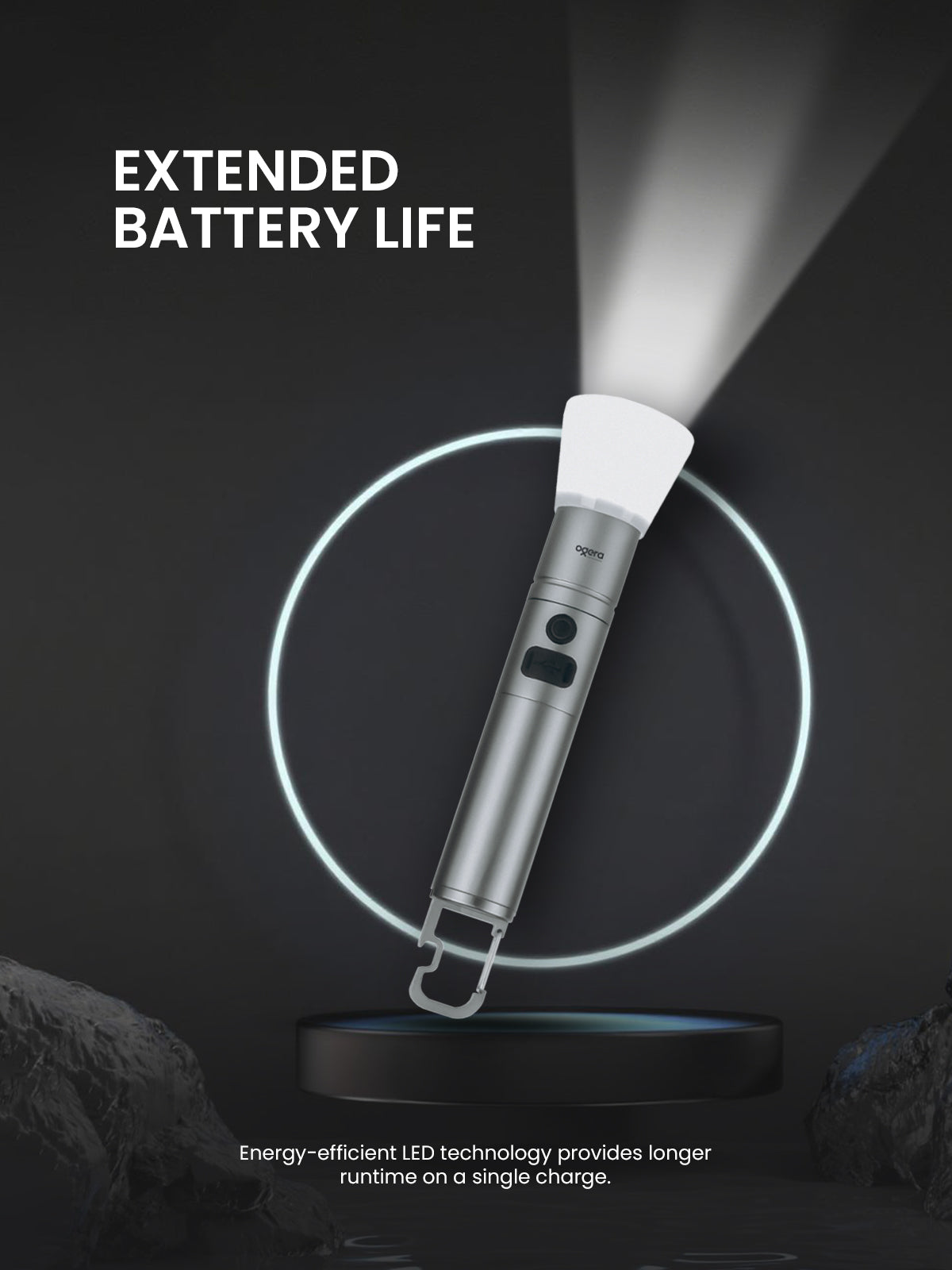 Ogera OG1012SL Rechargeable LED Flashlight, 2SC High-Brightness Torch, Long-Lasting Battery, Heavy-Duty & Portable Handheld Light for Home, Outdoor & Emergency Use