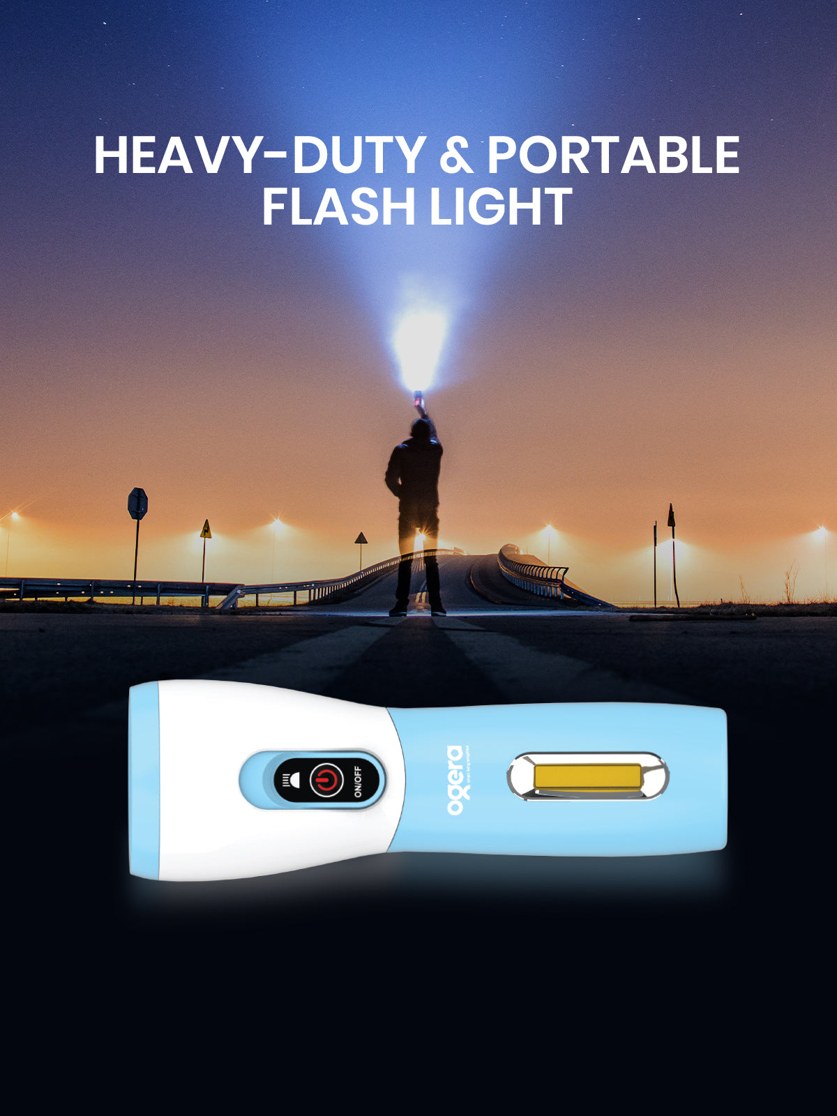 Ogera OG1154PSL LED Lithium Battery Flashlight, Ultra-Bright Rechargeable Torch with Long-Lasting Lithium Battery, Heavy-Duty & Portable for Home, Outdoor & Emergency Use