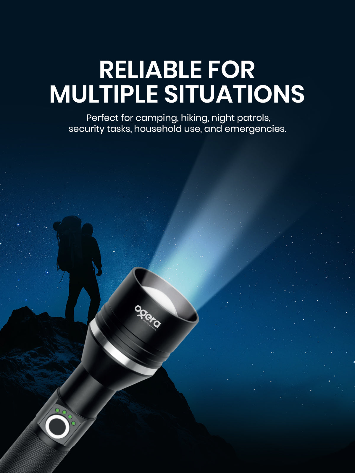 OGERA OG1005SL RECHARGEABLE LED FLASHLIGHT, 3SC Ultra-Bright Heavy-Duty Torch, Long Battery Life, Rugged & Portable Handheld Light for Home, Outdoor & Emergency Use