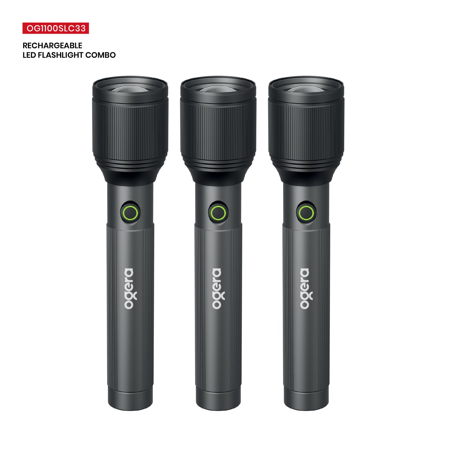 OGERA RECHARGEABLE LED FLASHLIGHT COMBO-3Sc x3 - OG1100SLC33