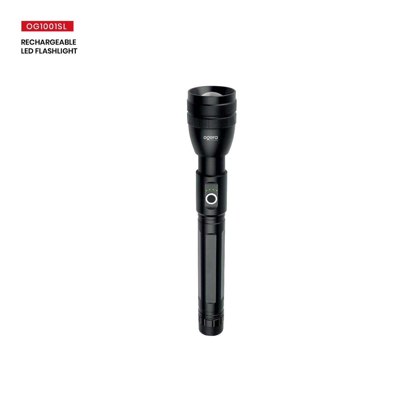 OGERA OG1001SL RECHARGEABLE LED FLASHLIGHT, 2SC Heavy-Duty Torch, High-Brightness Beam with Long Battery Life, Rugged & Portable Handheld Light for Home, Outdoor & Emergency Use