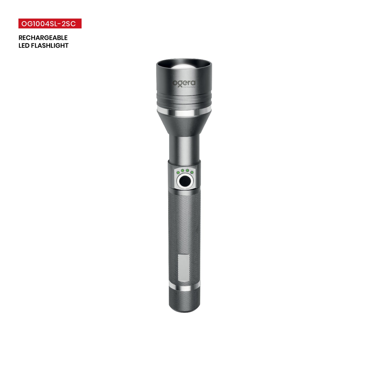 Ogera OG1004SL Rechargeable LED Flashlight, 2SC Heavy-Duty Torch with Bright LED Beam, Long Battery Life, Durable & Portable Handheld Light for Home, Outdoor & Emergency Use