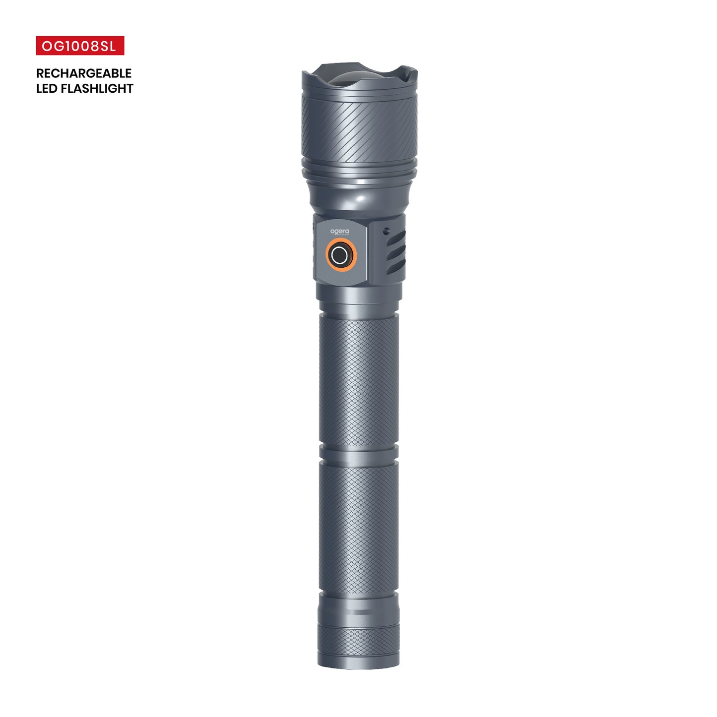 OGERA OG1008SL RECHARGEABLE LED FLASHLIGHT, 3SC Ultra-Bright Heavy-Duty Torch, Long Battery Life, Rugged & Portable Handheld Light for Home, Outdoor & Emergency Use