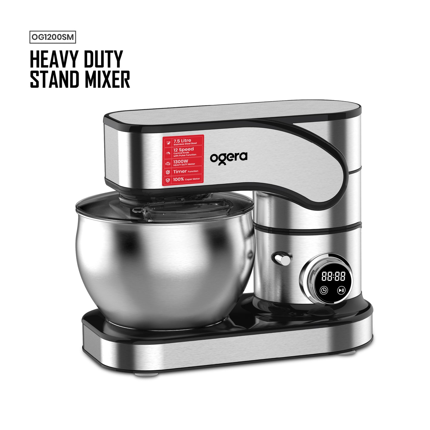 OGERA COMMERCIAL STAND MIXER 7.5 L - OG1200SM