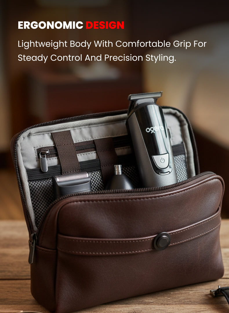 8-in-1 Rechargeable Grooming Kit – Professional All-in-One Trimmer Set with Beard, Nose, Ear & Body Attachments, Precision Stainless Steel Blades, Rechargeable Battery, Low Noise Operation – Model OG2004HT, Black