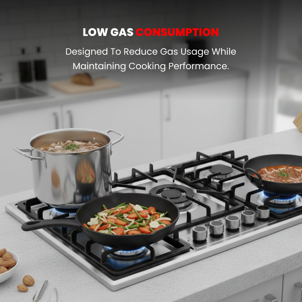 OGERA 5 BURNER GAS STOVE HOB STEEL