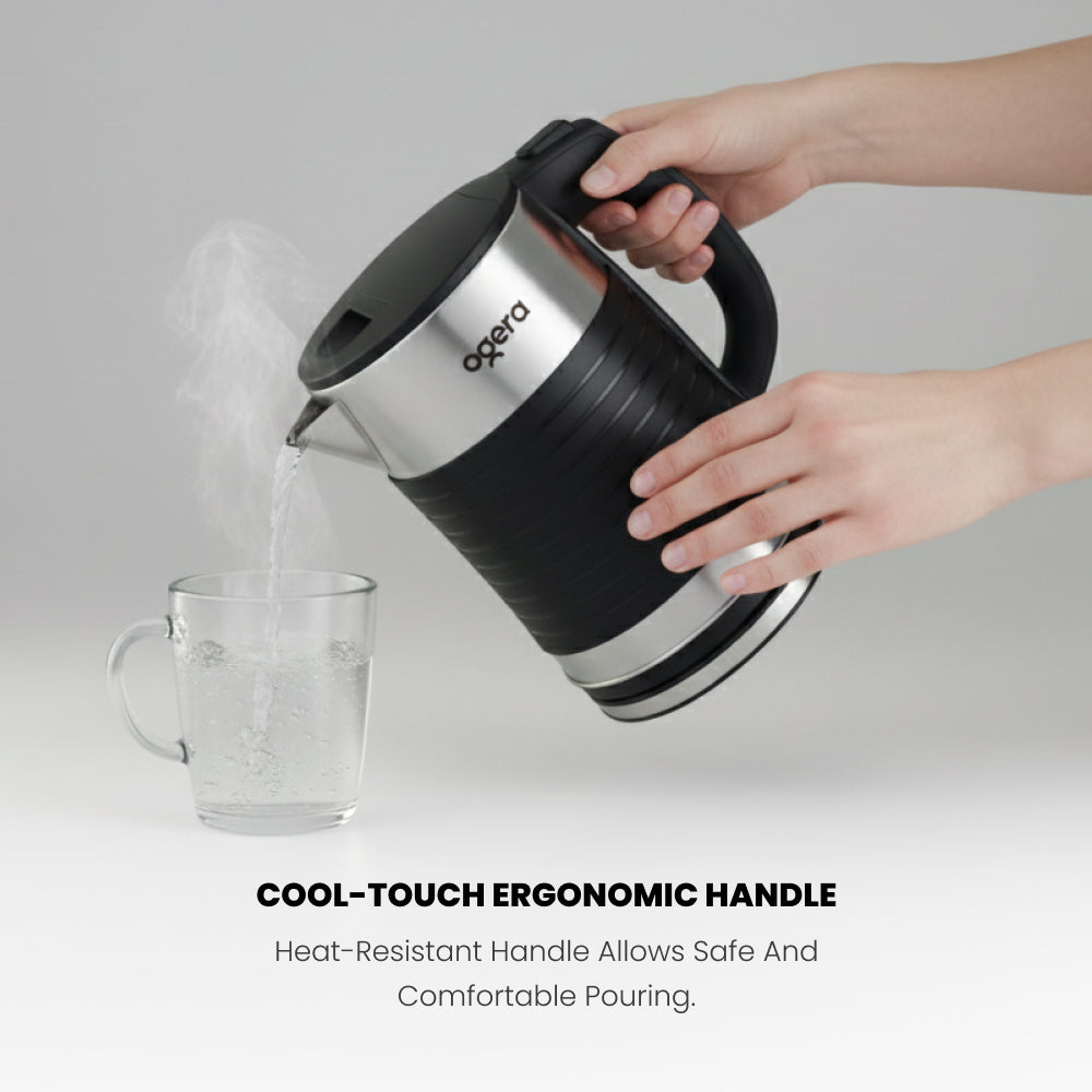 Ogera OG1510EK Stainless Steel Electric Kettle, 2.5L Extra-Large Capacity, 1800W Fast Boil, Auto Shut-Off & Boil-Dry Protection, Cool-Touch Handle, Durable & Portable Kettle for Home & Office