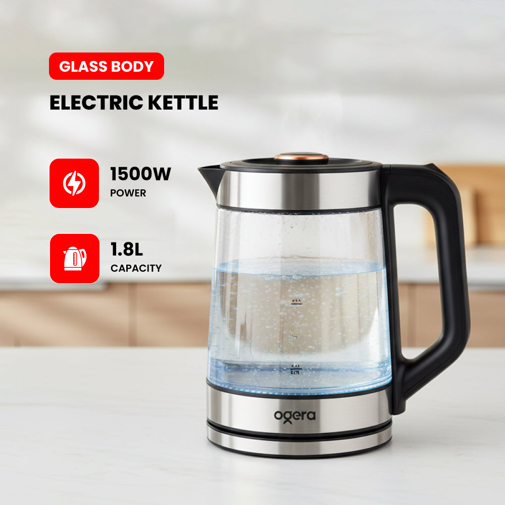 OGERA GLASS BODY ELECTRIC KETTLE - OG1518EK