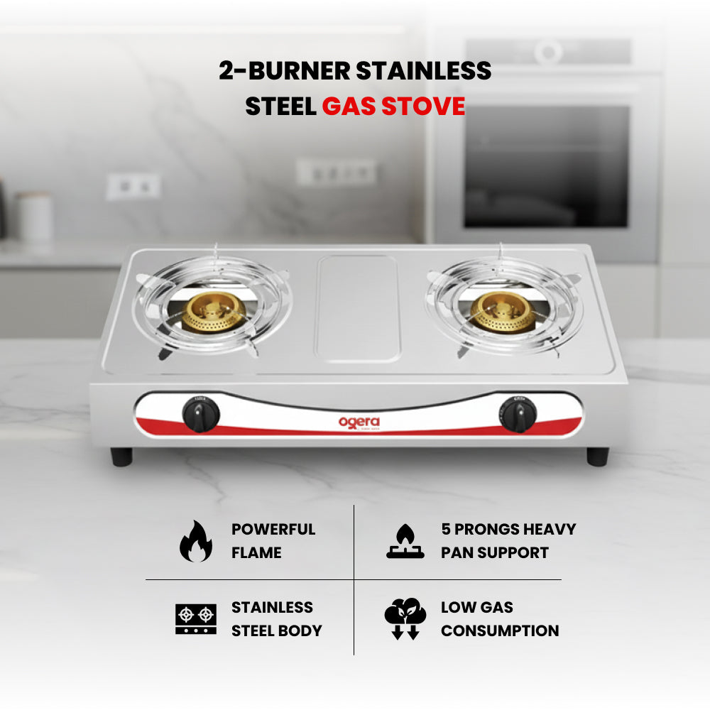 2 BURNER STAILNESS STEEL GAS STOVE