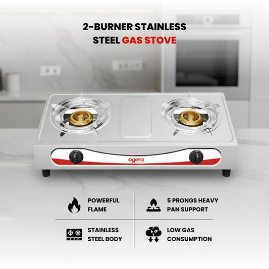 2 BURNER STAILNESS STEEL GAS STOVE