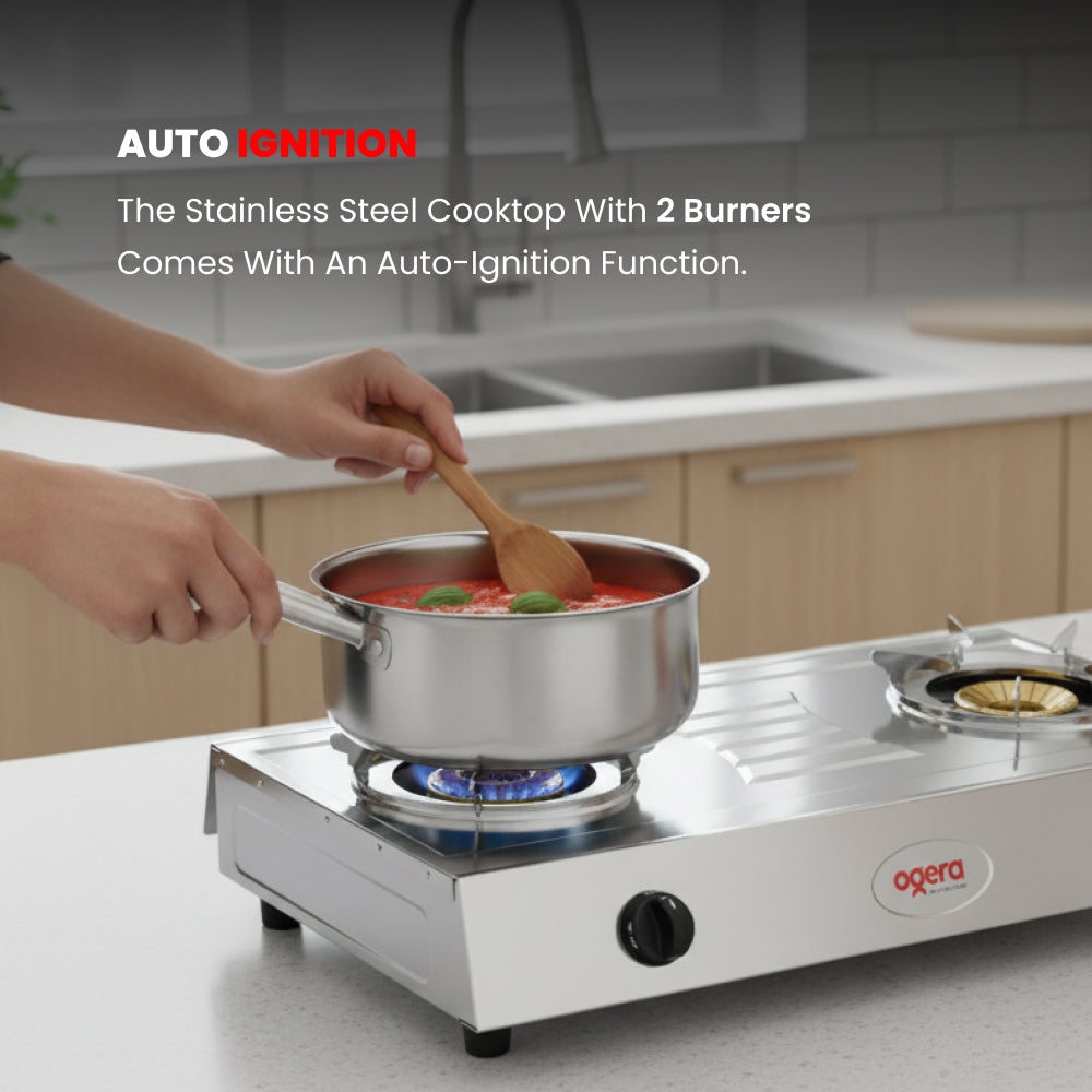 2 BURNER STAINLESS STEEL GAS STOVE