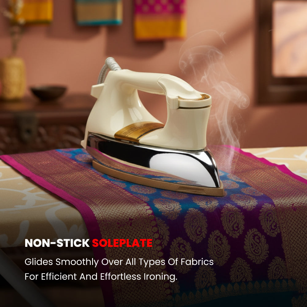 Ogera OG110DI Heavy Weight Dry Iron, 1.5kg, Non-Stick Soleplate, Adjustable Temperature Control, Durable Body, Smooth & Efficient Ironing for Home and Professional Use