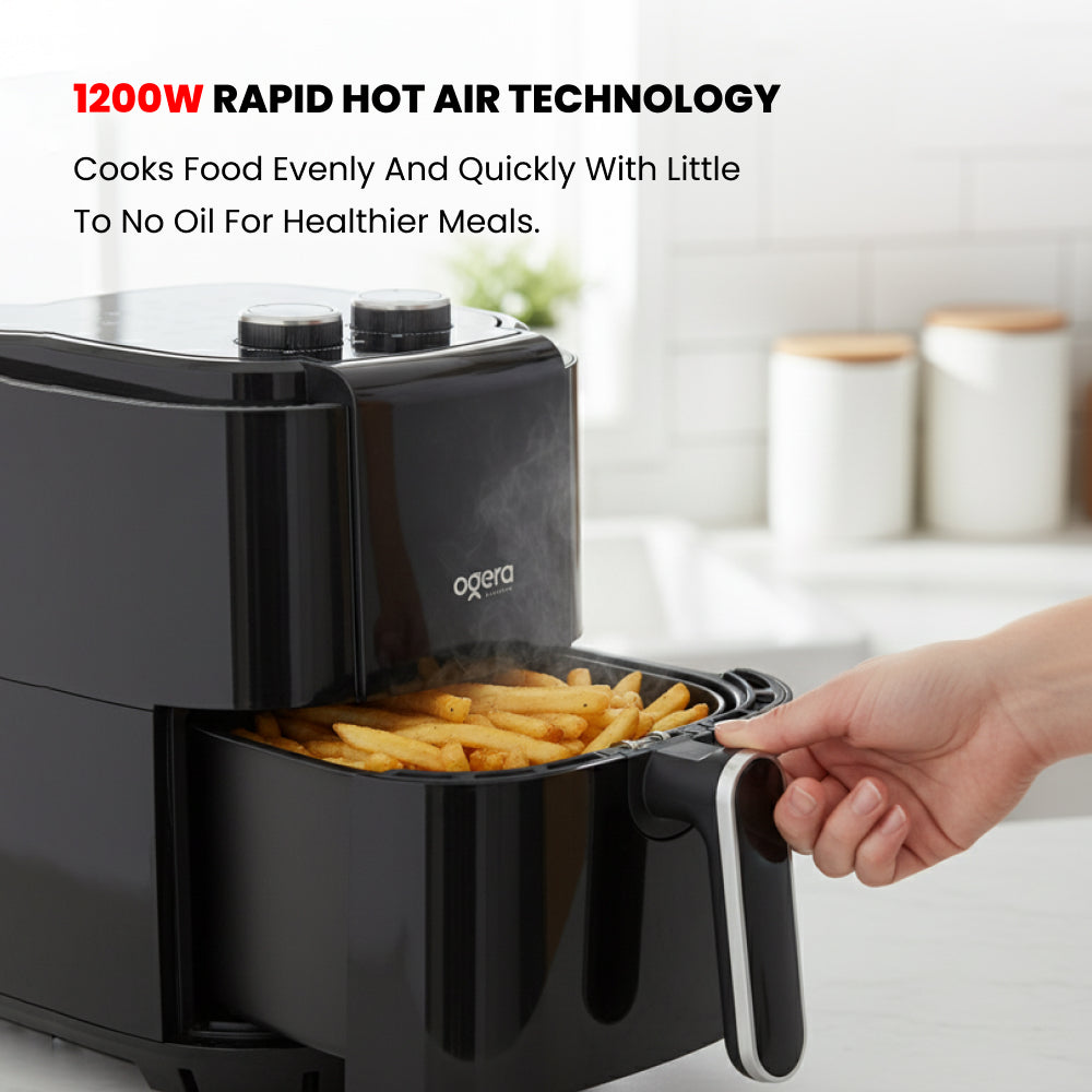 Ogera OG8500AF Multi-Functional Air Fryer, 3.5L Capacity, 1200W Rapid Hot Air Technology, Adjustable Temperature & Timer, Oil-Free Healthy Cooking Appliance for Home & Office