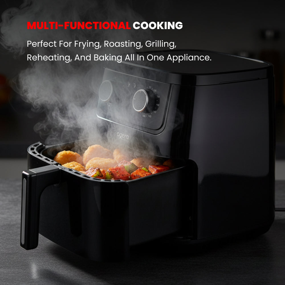 Ogera OG8502AF Multi-Functional Air Fryer, 6.5L XL Capacity, 1600W Rapid Hot Air Technology, Adjustable Temperature & Timer, Oil-Free Healthy Cooking Appliance for Large Families
