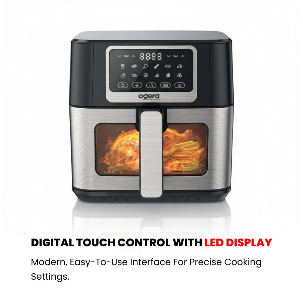 Ogera OG8503AF Digital Air Fryer, 7.6L XXL Capacity, 1700W Rapid Hot Air Technology, Touch Control with LED Display, Adjustable Temperature & Timer, Oil-Free Healthy Cooking for Large Families