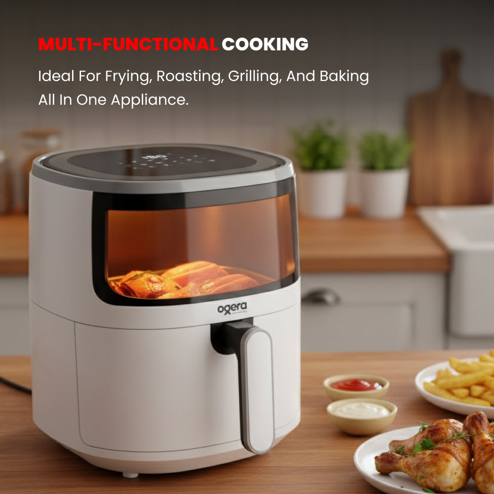 Ogera OG8501AF Digital Air Fryer, 5.0L Large Capacity, 1500W Rapid Hot Air Technology, Touch Control with LED Display, Adjustable Temperature & Timer, Oil-Free Healthy Cooking