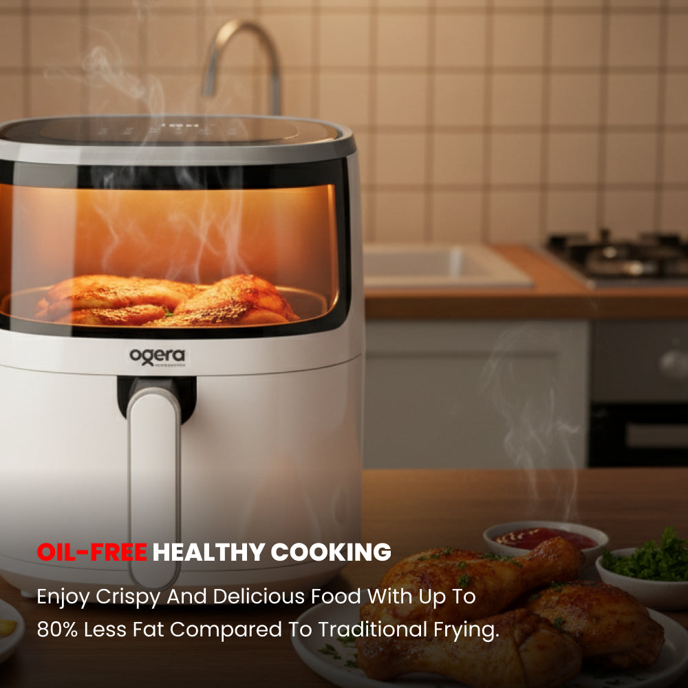 Ogera OG8501AF Digital Air Fryer, 5.0L Large Capacity, 1500W Rapid Hot Air Technology, Touch Control with LED Display, Adjustable Temperature & Timer, Oil-Free Healthy Cooking