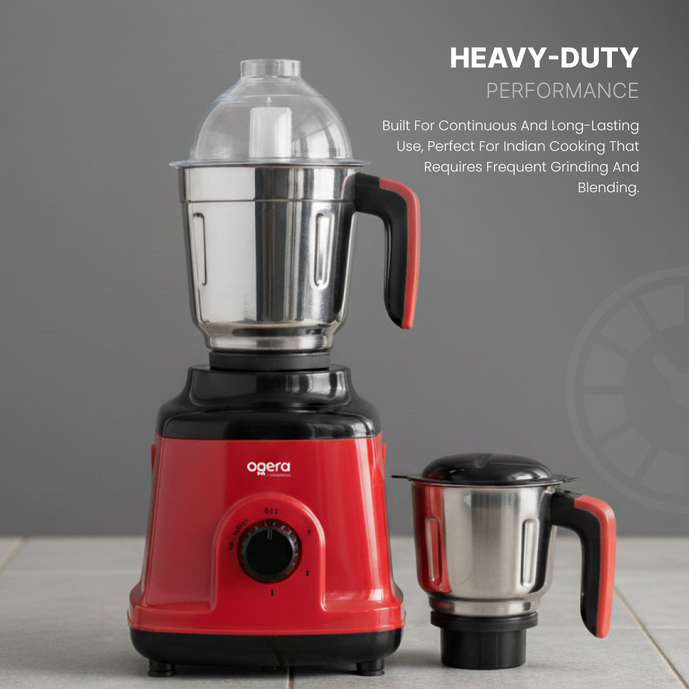 Ogera OG5004GM Indian Mixer Grinder, 750W Heavy-Duty Copper Motor, 3 Stainless Steel Jars with Multipurpose Blades, Overload Protection, Durable Kitchen Appliance
