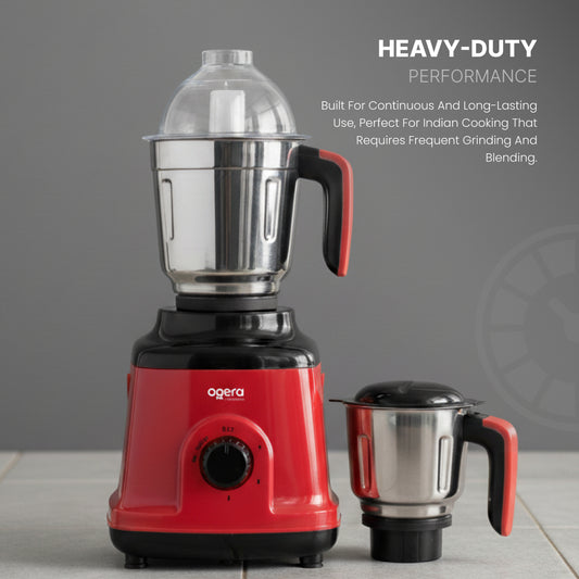 Ogera OG5004GM Indian Mixer Grinder, 750W Heavy-Duty Copper Motor, 3 Stainless Steel Jars with Multipurpose Blades, Overload Protection, Durable Kitchen Appliance