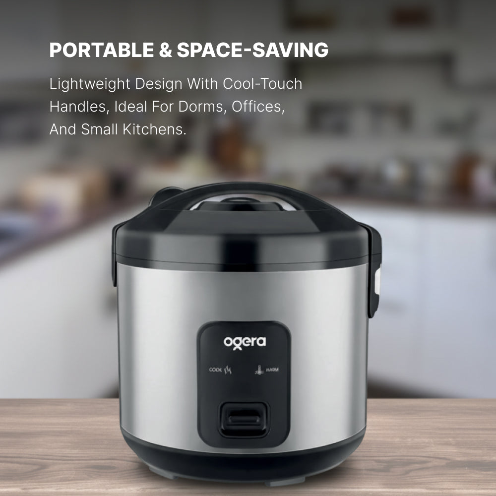 Ogera OG9503RC Rice Cooker, 1.8L Family Size Capacity, Non-Stick Inner Pot, Keep Warm Function, One-Touch Operation, Portable & Durable Multi-Purpose Cooker for Home & Office