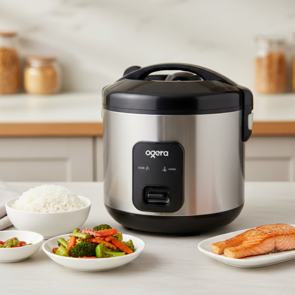 Ogera OG9503RC Rice Cooker, 1.8L Family Size Capacity, Non-Stick Inner Pot, Keep Warm Function, One-Touch Operation, Portable & Durable Multi-Purpose Cooker for Home & Office