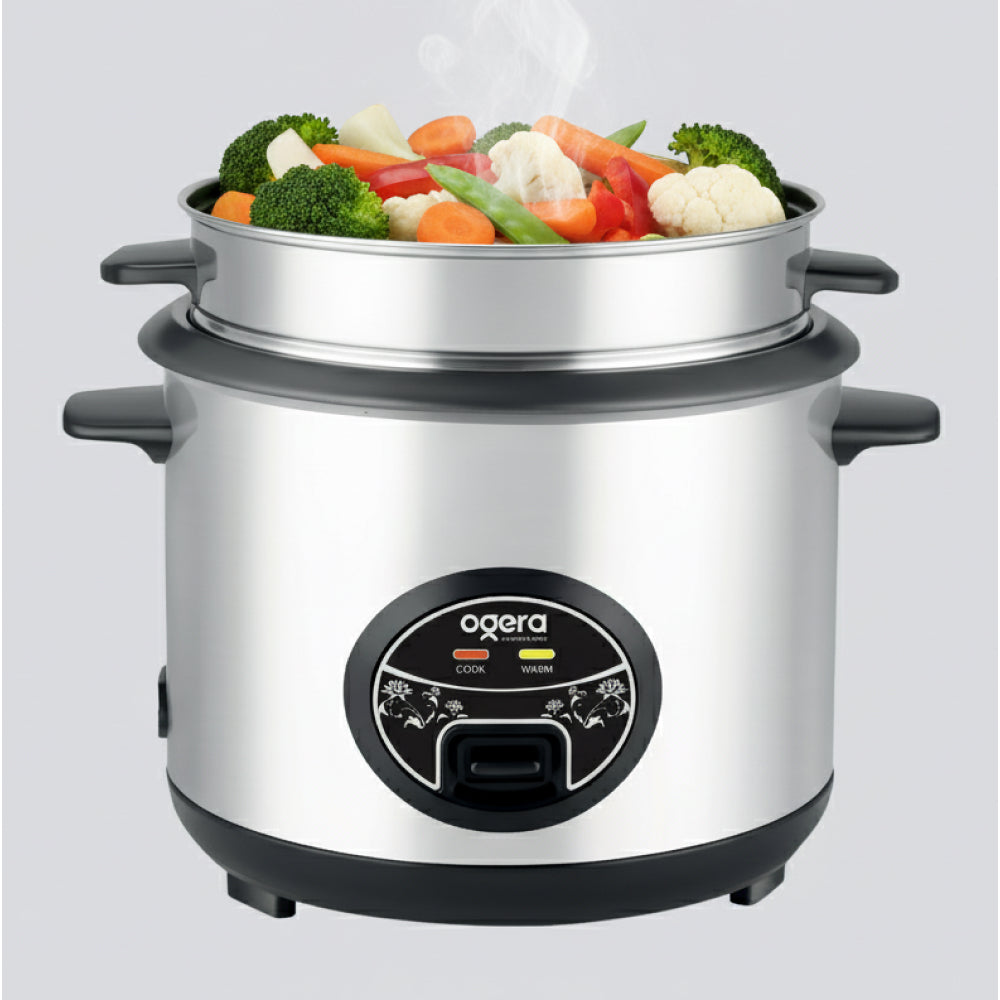 Ogera OG9500RC Rice Cooker with Glass Lid, 1.8L Capacity, Non-Stick Inner Pot, Keep Warm Function, Portable & Durable Rice Cooker for Home & Office
