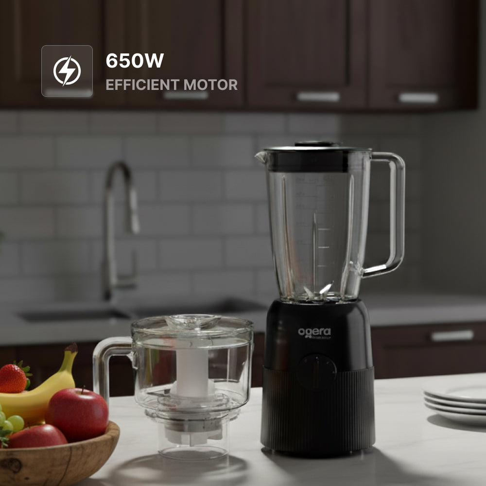Ogera OG5102BR Electric Blender 3-in-1, 350W Compact Motor, Blender, Grinder & Chopper Functions, Stainless Steel Blades, Multi-Purpose Kitchen Appliance with Overload Protection